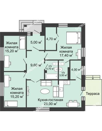 3 комнатный коттедж 108,3 м² - КП Green Park (Грин Парк)