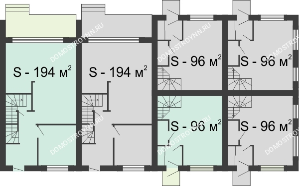 Планировка 1 этажа в доме № 17 (от 96 до 194 м2) в  КП Долина