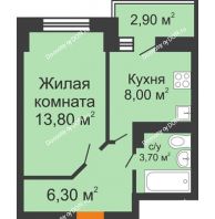 1 комнатная квартира 33,3 м² в ЖК Вересаево, дом Литер 12/2 - планировка
