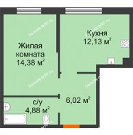 1 комнатная квартира 37,41 м² в ЖК Сердце Сибири, дом Квартал Нефтяников, ГП-1 - планировка