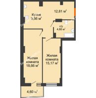 2 комнатная квартира 62,78 м² в ЖК Сердце Ростова 2, дом Литер 8 - планировка
