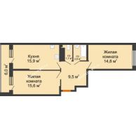 2 комнатная квартира 63,3 м² в ЖК Самолет, дом 4 очередь - Литер 22 - планировка