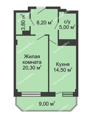 1 комнатная квартира 53,5 м² - ЖК Крылья Ростова