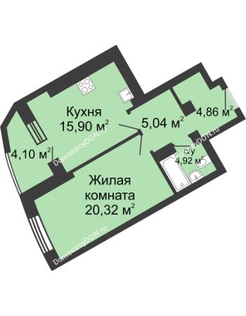 1 комнатная квартира 54,14 м² - ЖК Юбилейный