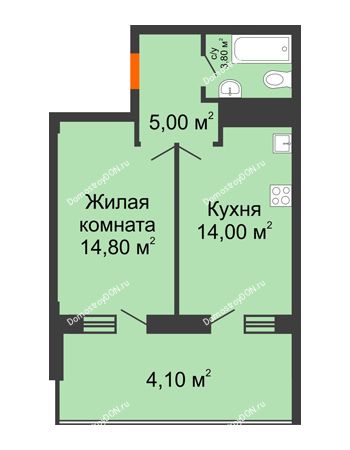 1 комнатная квартира 41,7 м² - ЖК Клубный дом на Мечникова