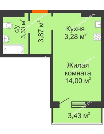 Студия 26,06 м² в ЖК Суворовский, дом Литер 12, Участок 120