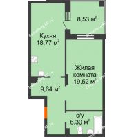 2 комнатная квартира 58,5 м², ЖК Atlantis (Атлантис) - планировка