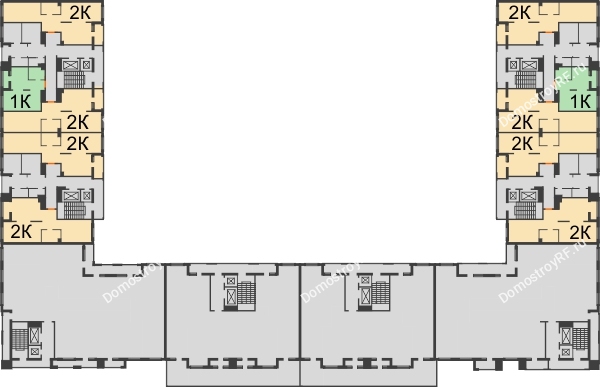 Планировка 1 этажа в доме Литер 6 в ЖК NOVELLA (НОВЕЛЛА)