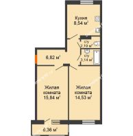 2 комнатная квартира 52,98 м² в ЖК Португалия, дом Литер 31 - планировка