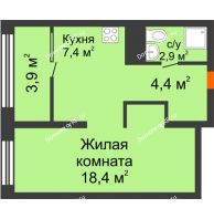 Студия 35 м² в Квартал Новин, дом 6 очередь ГП-6 - планировка