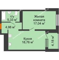 1 комнатная квартира 50,29 м², ЖК Пешков - планировка