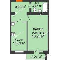 1 комнатная квартира 42,21 м² в ЖК Вознесенский, дом 2 этап - планировка