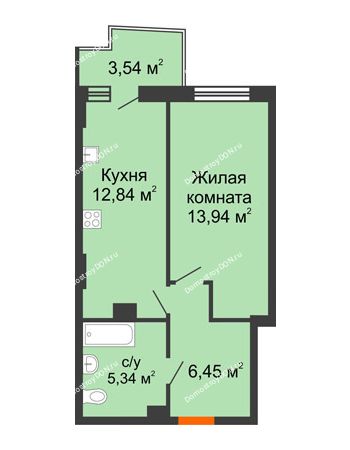 1 комнатная квартира 39,3 м² в ЖК Сердце Ростова 2, дом Литер 8