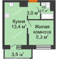 1 комнатная квартира 28,7 м² в ЖК Грани, дом Литер 5 - планировка