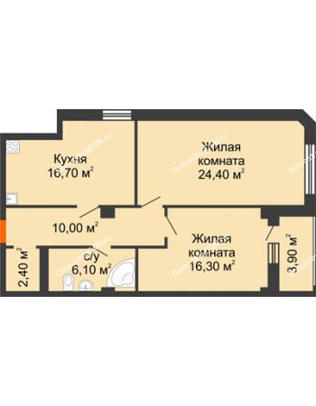 2 комнатная квартира 79,8 м² - ЖК Дом на пр. Чехова