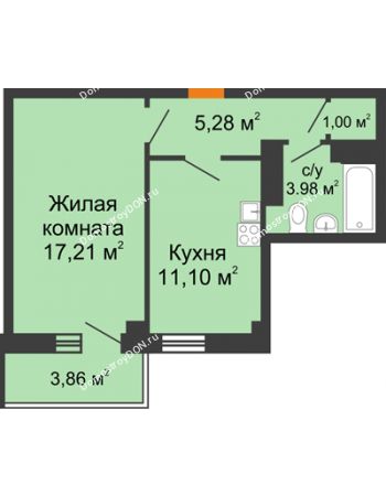 1 комнатная квартира 39,77 м² в ЖК Сокол на Оганова, дом Литер 1