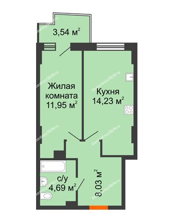 1 комнатная квартира 40,03 м² в ЖК Город у реки, дом Литер 8