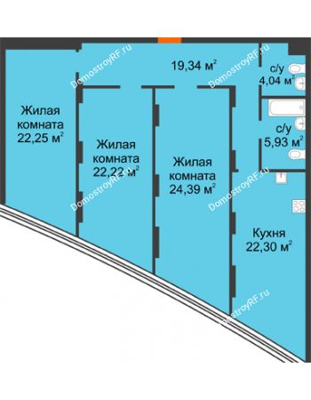 3 комнатная квартира 123,36 м² - ЖК Atlantis (Атлантис)