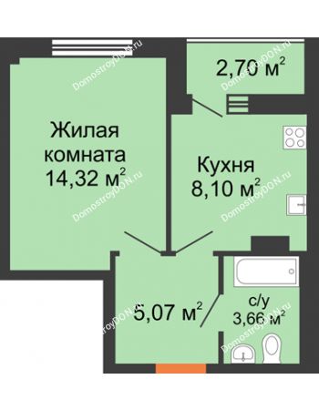 1 комнатная квартира 33,2 м² - ЖК Дом на 14-й Линии