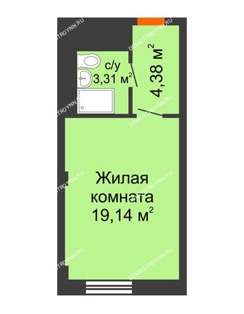Студия 26,83 м² - Апартаменты Бирюза в Гордеевке