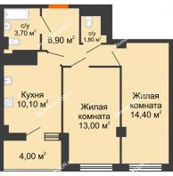 2 комнатная квартира 51,1 м² в ЖК Грин Парк, дом Литер 2 - планировка