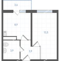 1 комнатная квартира 31,2 м² в ЖК Левенцовка парк, дом Корпус 8-12.1 - планировка