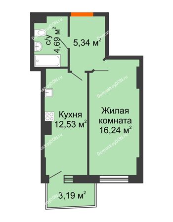 1 комнатная квартира 39,99 м² в ЖК Сердце Ростова 2, дом Литер 5