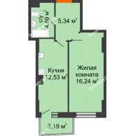 1 комнатная квартира 39,76 м² в ЖК Сердце Ростова 2, дом Литер 3 - планировка