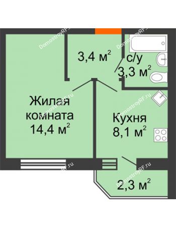 1 комнатная квартира 31,5 м² в ЖК Трамвай желаний, дом 6 этап 