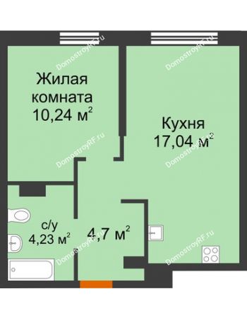 2 комнатная квартира 36,21 м² в ЖК Сердце Сибири, дом № 76, квартал Геологов (ГП-2)
