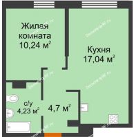 2 комнатная квартира 36,21 м² в ЖК Сердце Сибири, дом Квартал Геологов, ГП-2 - планировка