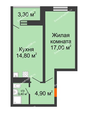 1 комнатная квартира 41,8 м² в ЖК Звезда Столицы, дом Литер 5