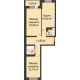 2 комнатная квартира 61,2 м² в ЖК SkyPark (Скайпарк), дом Литер 1, корпус 1, 2 этап - планировка