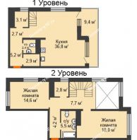 2 комнатная квартира 110,1 м² в ЖК Октябрьский, дом ГП-1 - планировка