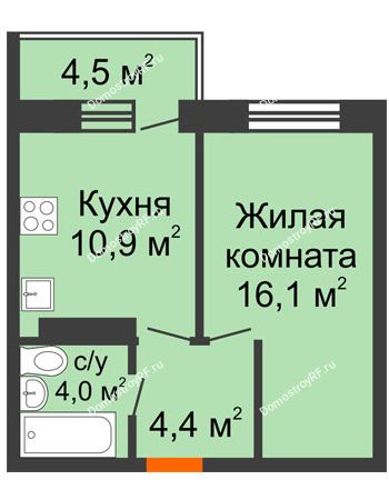 1 комнатная квартира 36,7 м² в ЖК Отражение, дом Литер 2.1
