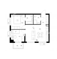 2 комнатная квартира 50,1 м² в ЖК Савин парк, дом корпус 9 - планировка