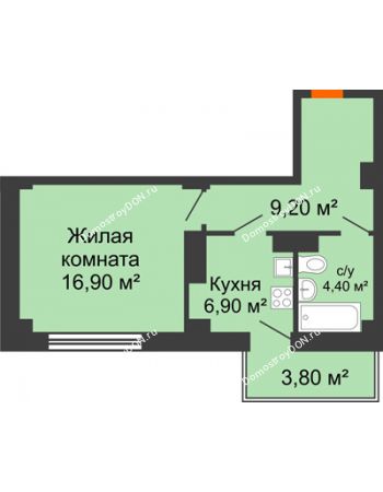 1 комнатная квартира 37,02 м² в ЖК Сокол Градъ, дом Литер 3 (6)