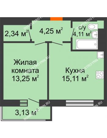 1 комнатная квартира 40 м² - ЖК На Высоте