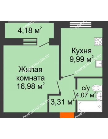 1 комнатная квартира 38,95 м² в ЖК Подкова на Гагарина, дом № 3А