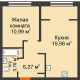 2 комнатная квартира 40,98 м² в ЖК Колумб, дом Сальвадор ГП-4 - планировка