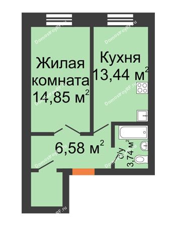 1 комнатная квартира 41,13 м² в ЖК 5+ (Пять плюс), дом № 1, корпус 1