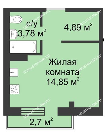 Студия 23,83 м² в ЖК Тридесятое (Экопарк Березовка), дом № 19