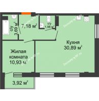 1 комнатная квартира 55,85 м² в Жилой район Берендей, дом № 14 - планировка