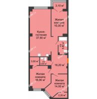 4 комнатная квартира 118,1 м², ЖК Гагарин - планировка