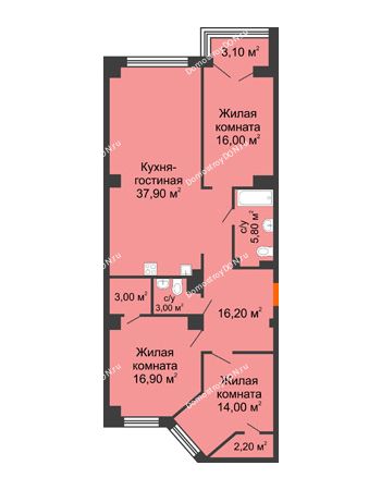 4 комнатная квартира 118,1 м² - ЖК Гагарин