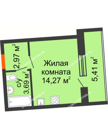 Студия 23,64 м² в ЖК АВИА, дом № 2
