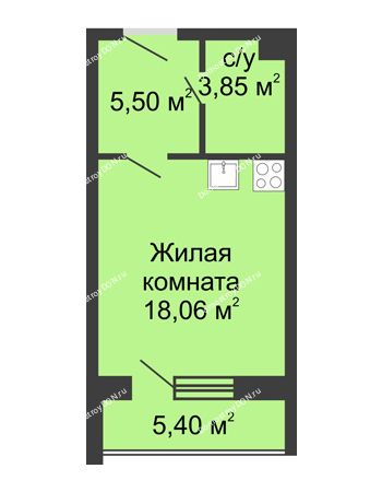 Студия 32,81 м² - ЖК Вдохновение