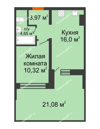 1 комнатная квартира 34,94 м² в ЖК Краснолесье, дом ГП-4
