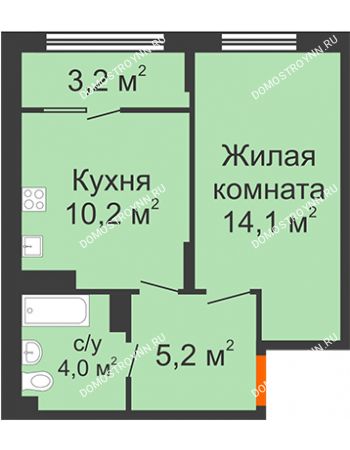 1 комнатная квартира 36,7 м² в ЖК Новая Кузнечиха, дом № 28