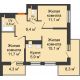 2 комнатная квартира 59,1 м² в ЖК Отражение, дом Литер 1.2 - планировка